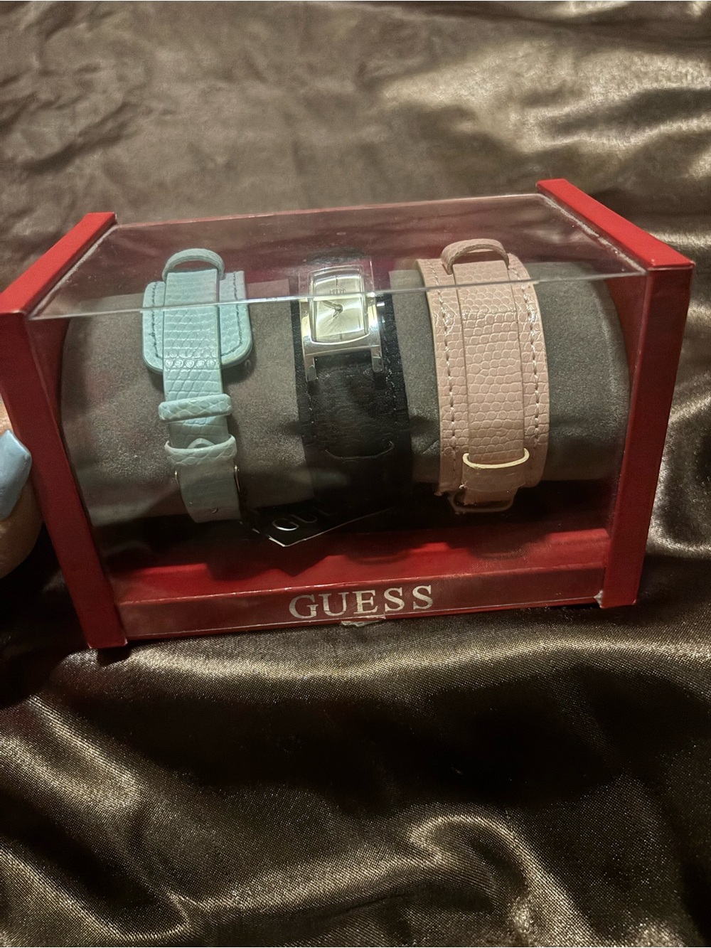 GUESS Women’s Watch Set with Mint Blue and Blush Pink Straps